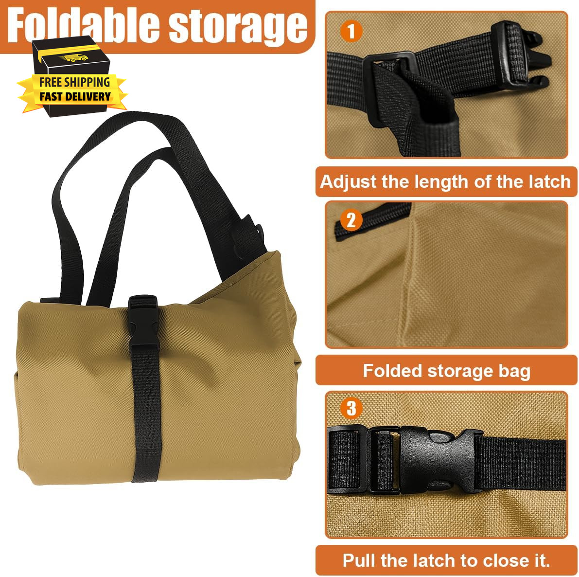 Car Seat Organizer, Oxford Cloth Roll up Tool Bag with 5 Zipper Pockets, Hanging