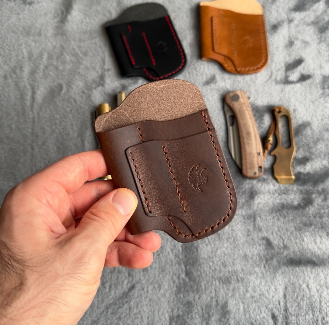 Handmade Dark Brown Leather Edc Pocket Organizer, Leather Edc Pouch, Edc Caddy