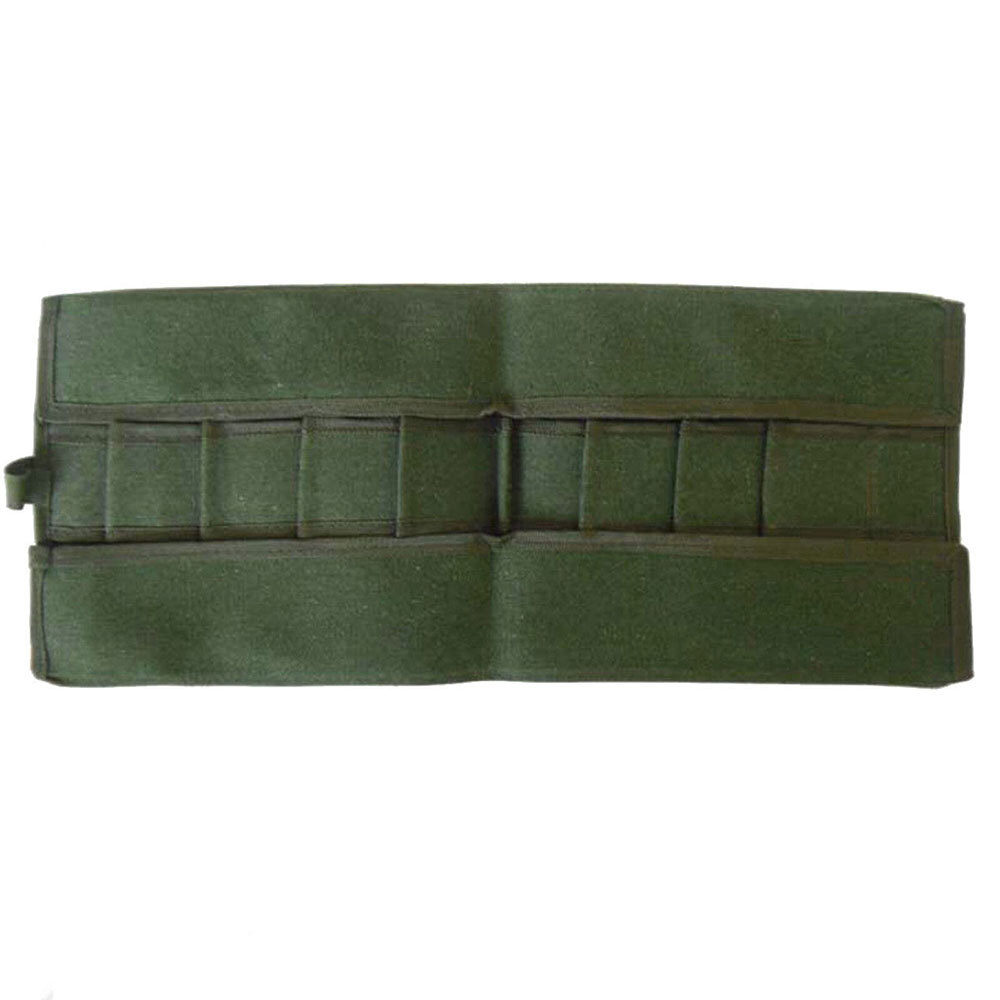 10Pockets Canvas Spanner Wrench Tool Roll Up storage bag Organizer Pouches Case-