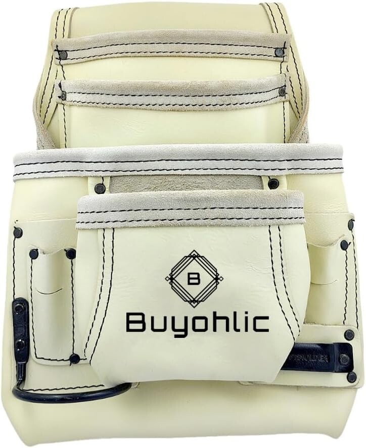 Heavy-Duty 10-Pocket Leather Tool Bag – Top Grain Construction Pouch-USA FULFILL
