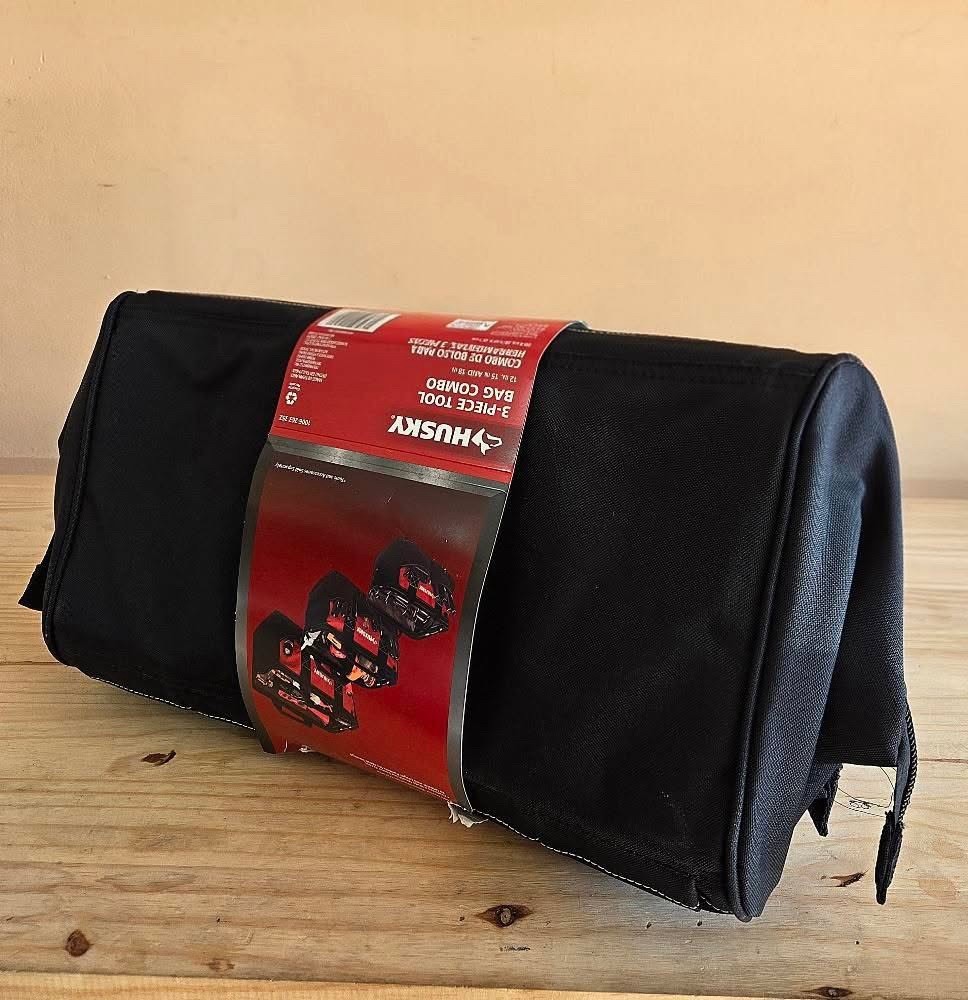 Husky 3 Tool Bag Combo Set -12 Inch 15 Inch & 18 Inch Bags Water Resistant