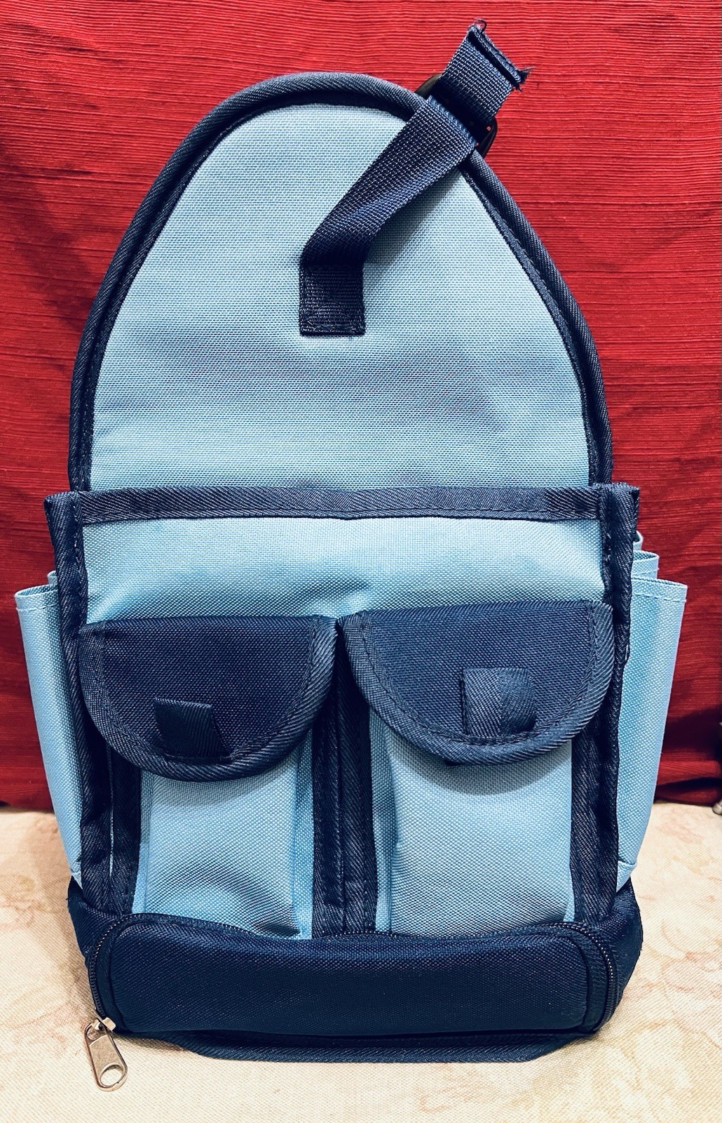 Light Blue/Navy Unisex Mini Open Tool Bag Polyester Zip Multi-Pocket
