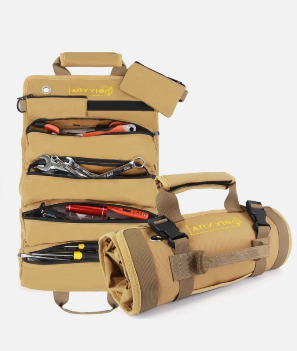 Anyyion 20″ Water and Grease ResisitentRoll Up Tool Bag with 6 Interior Pockets