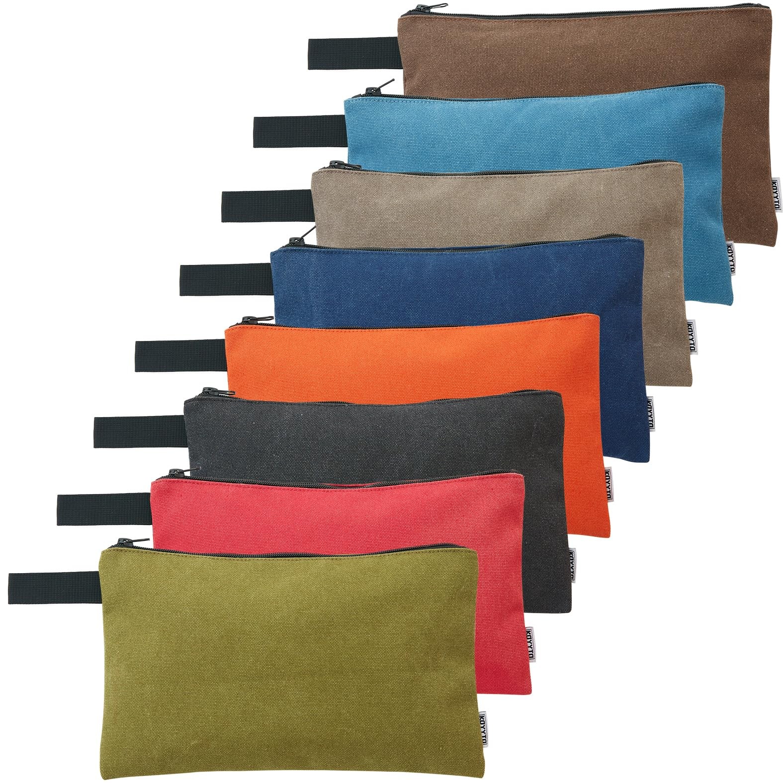 KOYYTO 8 Pack Canvas Tool Pouch with Zipper,Upgrade 16 oz Heavy Duty Small To…