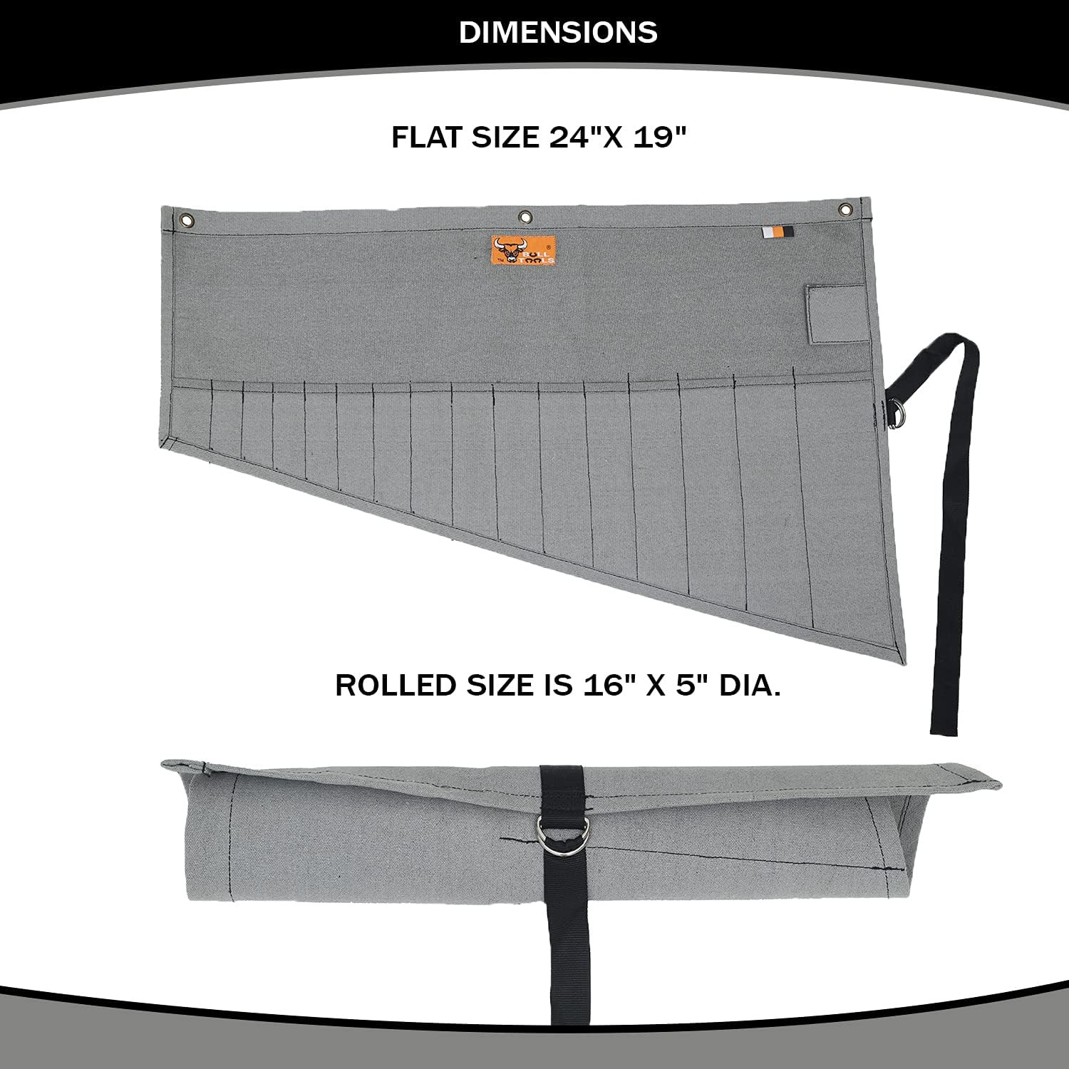 Roll up Tool Bag Organizer 16 Pockets Metric & SAE Wrench Organizer Heavy Duty C