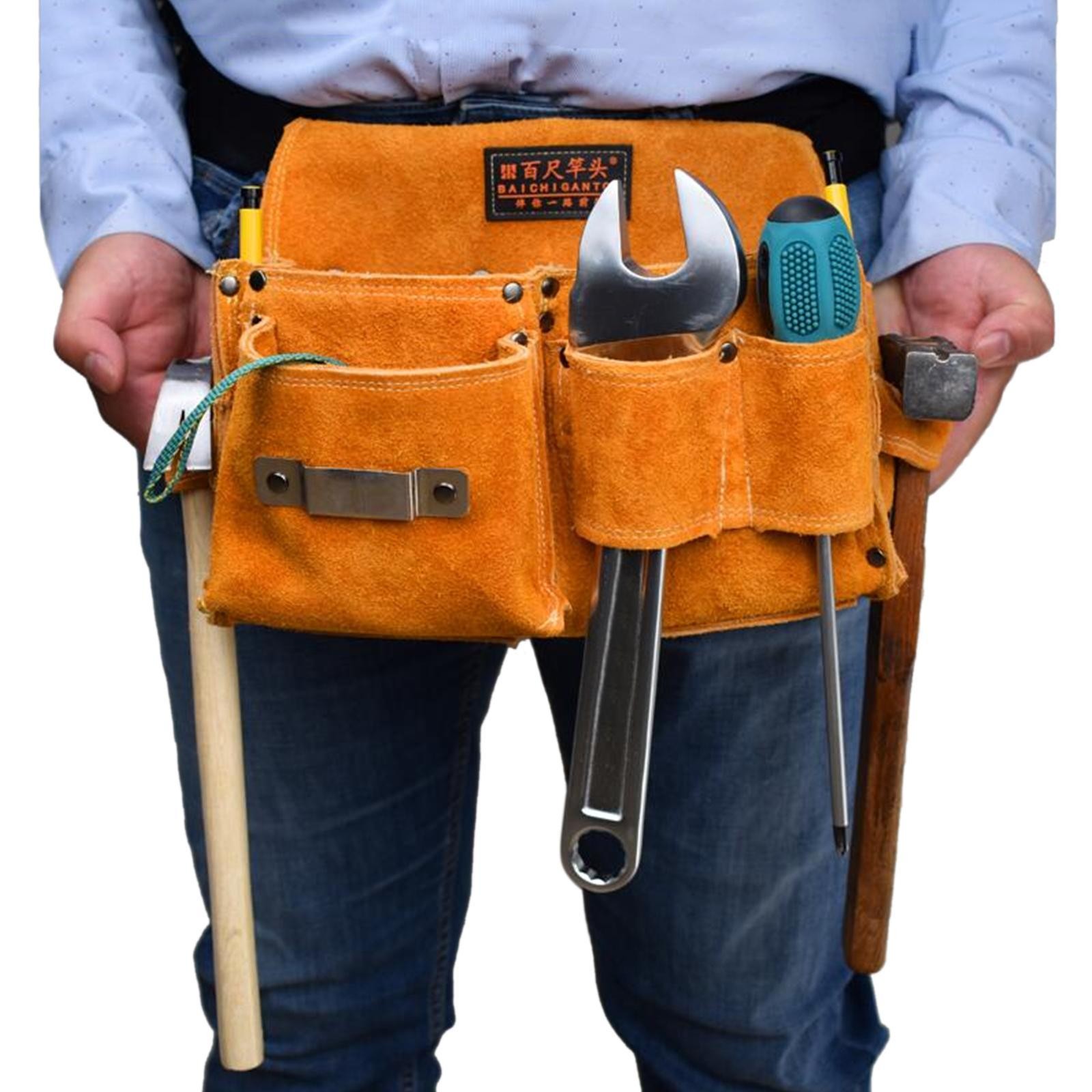 Artificial Leather Pouch Multipurpose Portable Tool Roll Case for Carpenter
