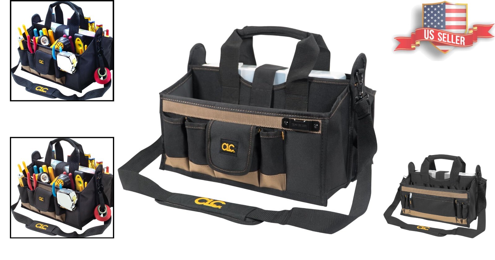 Stylish CLC 16 In. Tool Bag with Adjustable Strap and Parts Tray Included