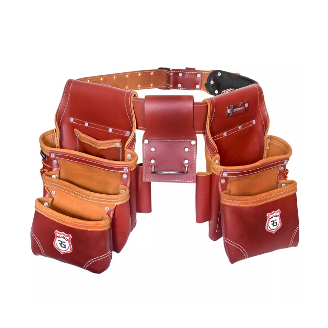 11-Pocket Leather Tool Belt Bag – Carpenter & Electrician Tool Belt Set with Dur