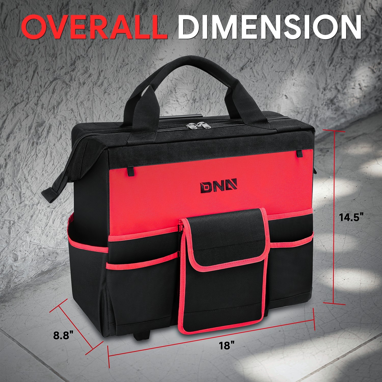 18in Large Canvas Rolling Tool Bag Organizer w/ Telescoping Handle & wheels