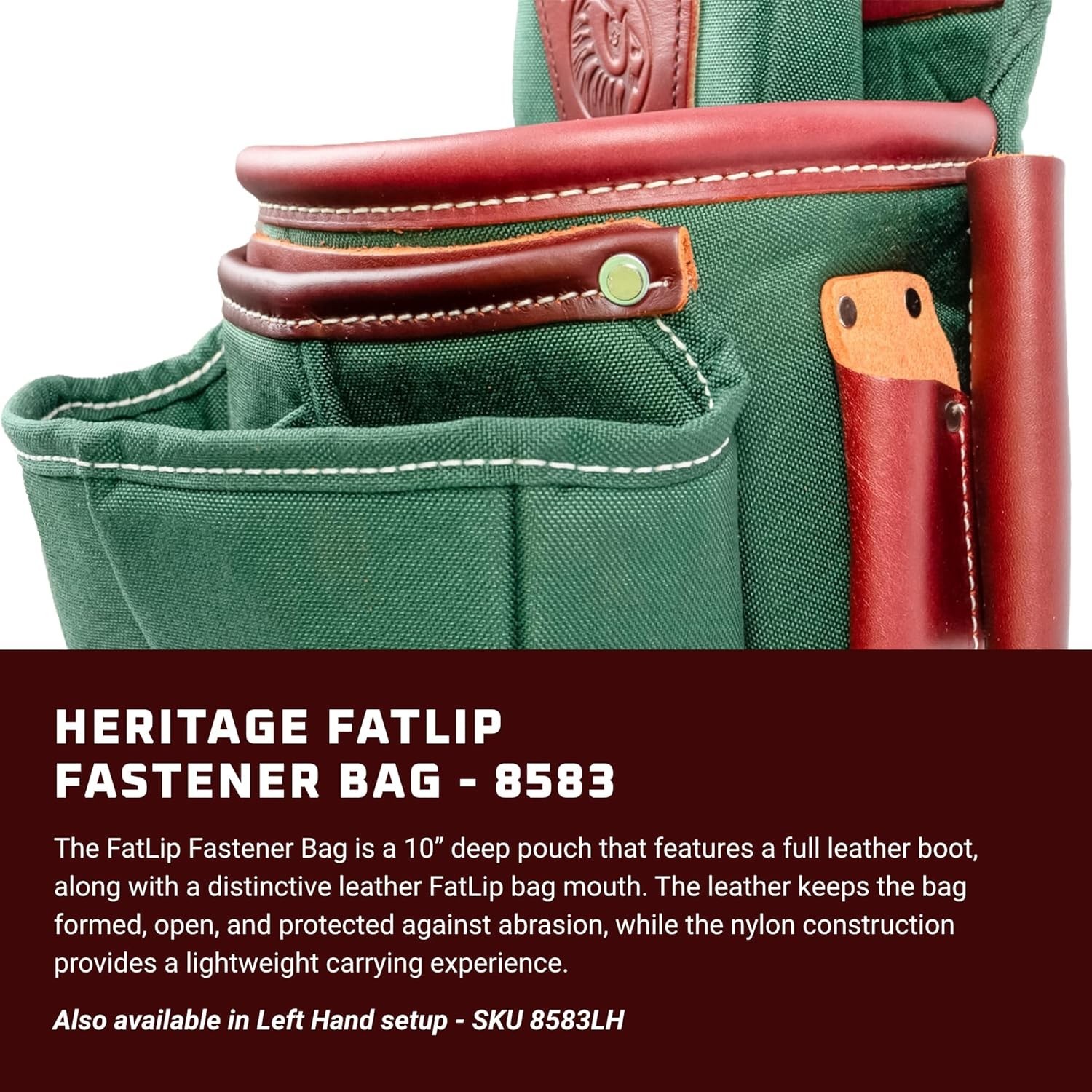 Heritage Fastener Bag with Integrated Holster – 1.7 lbs, 10 Pocket Tool Storage