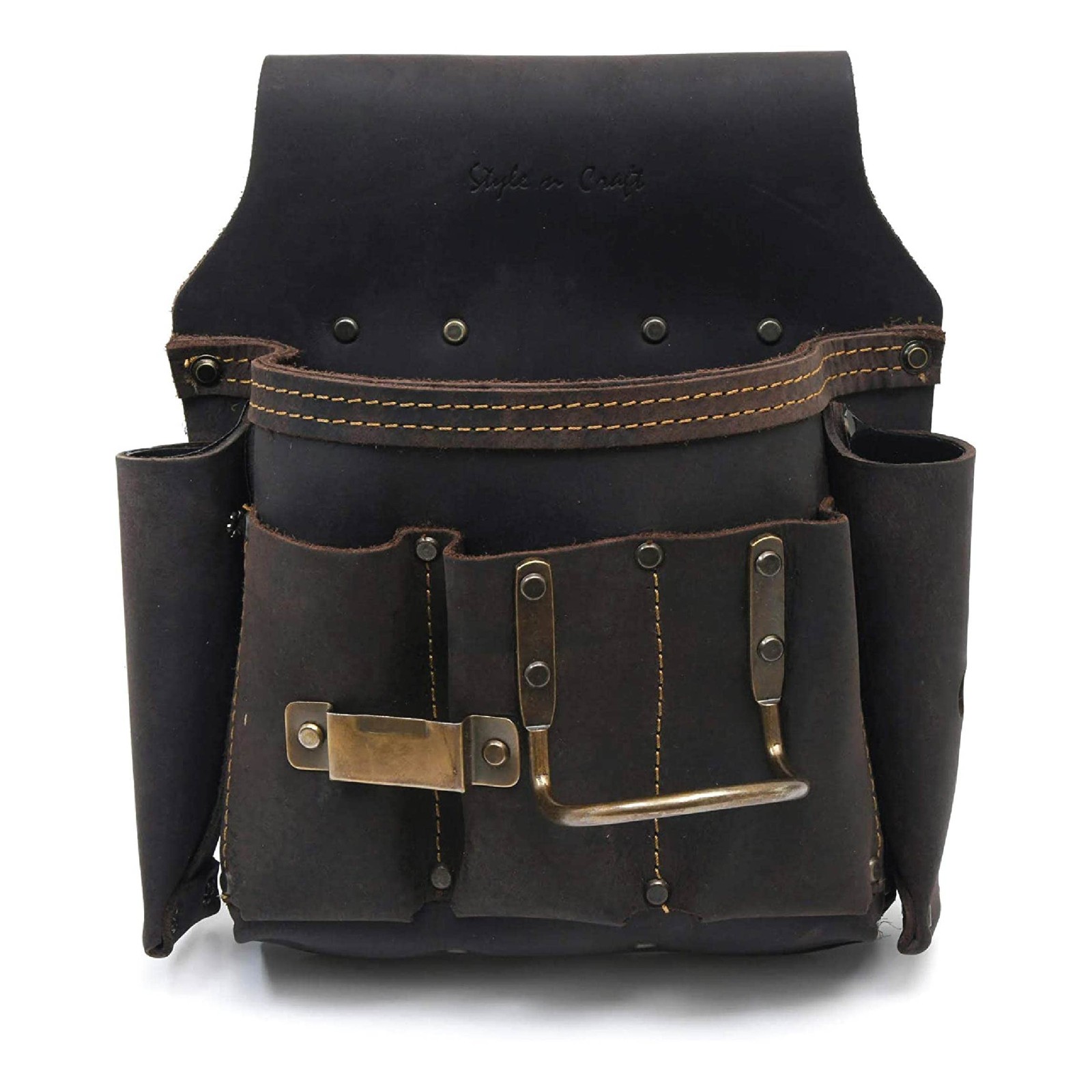 Style N Craft 70685-6 Pocket Drywall Hanger’s Tool Pouch in Oiled Grain Leather