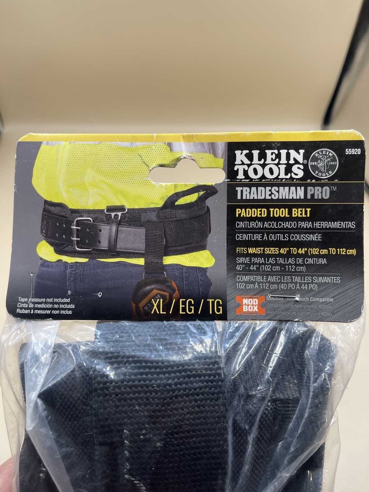 Klein Tools 55920 Tradesman Pro™ Padded Tool Belt – XL/EG/TG Waist Sz 40″-44″