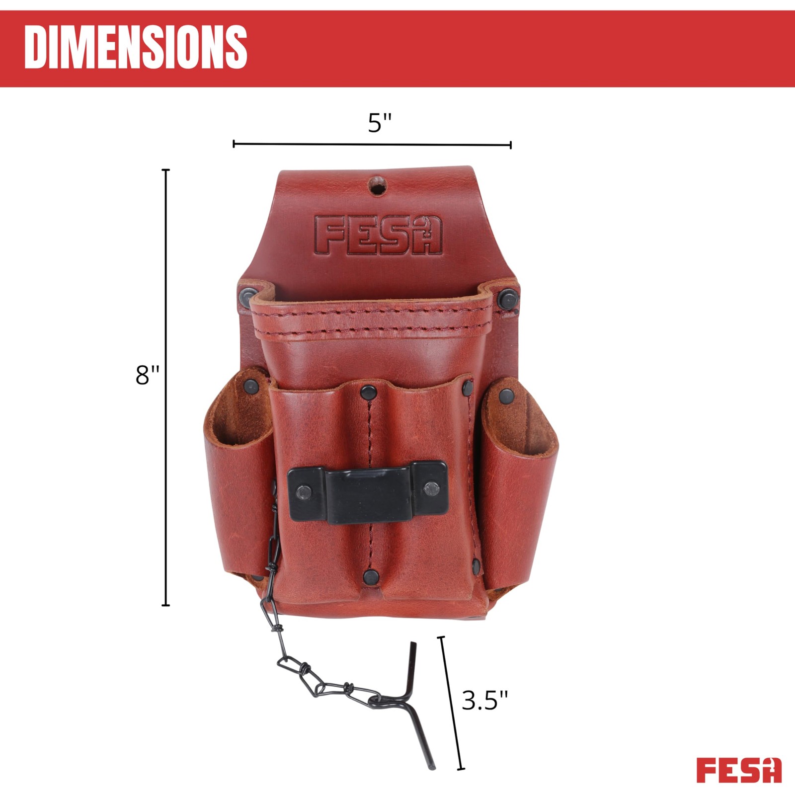 FESA Small Electrician’s Tool Pouch – 7-in-1 Heavy Full Grain Leather Small T…