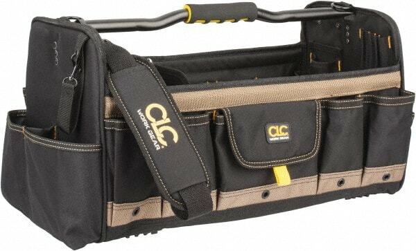CLC 1579 Open Top Softsided Tool Tote, Tan & Black Polyester 20″ x 11″ x 11″