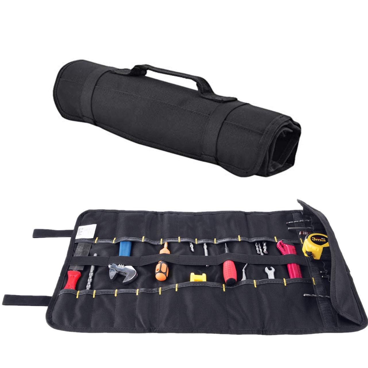 Canvas Tool Roll Up Bag Organizer Multi Pocket Wrench Screwdriver Storage
