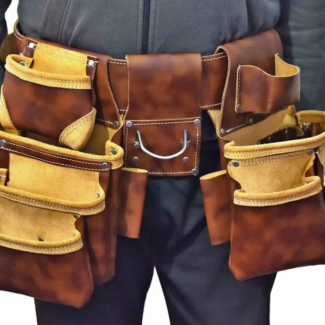 Leather Tool Pouch Belt Bag for Electricians Maintenance Tech Utility Pocket
