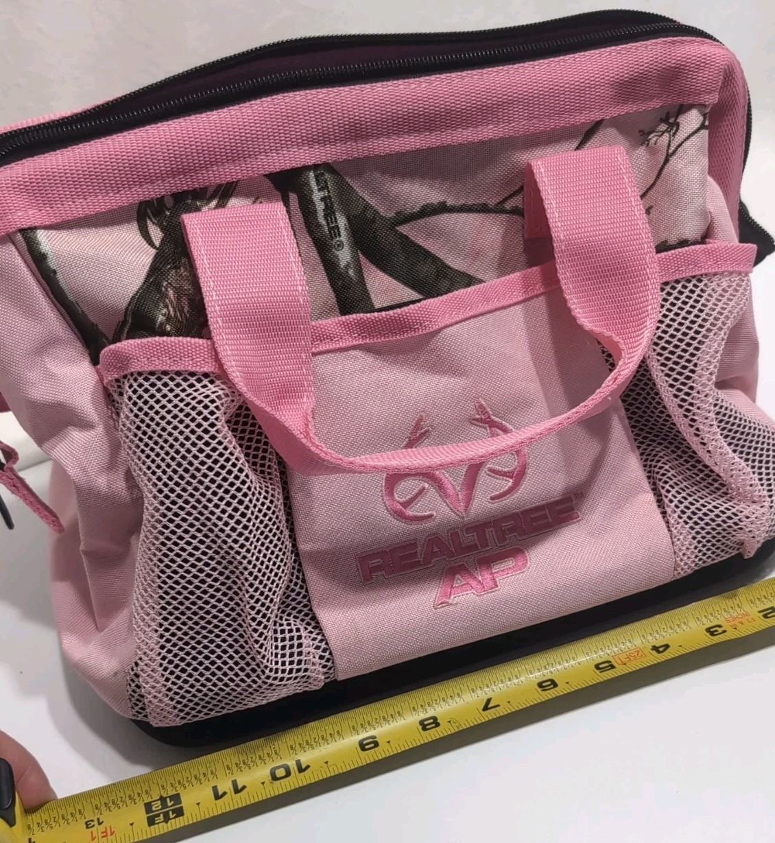 Realtree AP Pink Camouflage 12″ Canvas Tool Bag Zippered Gate Mouth Unused