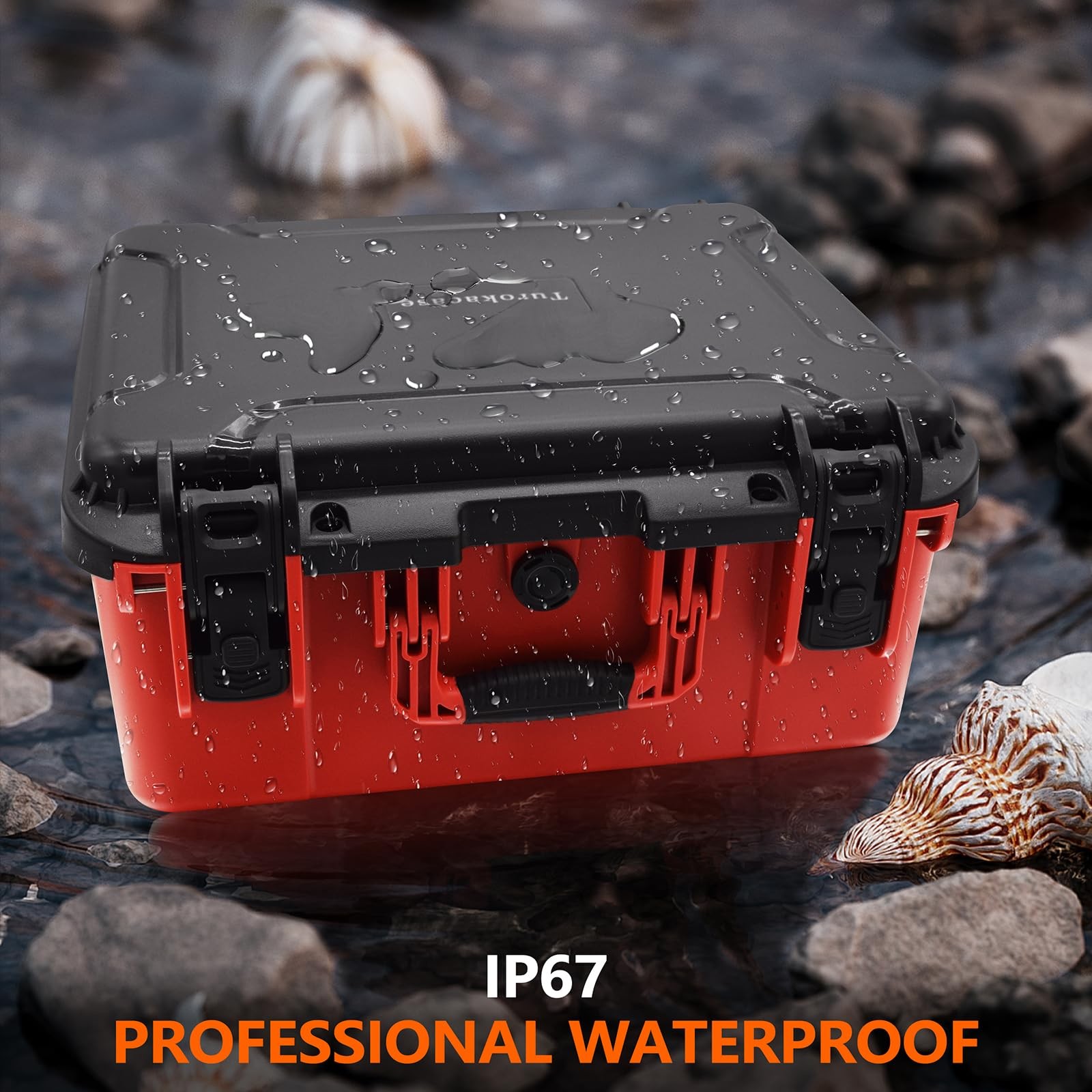 Air Compressor Hard Storage Case for 11 x 5 x 13 inches, Black & Red