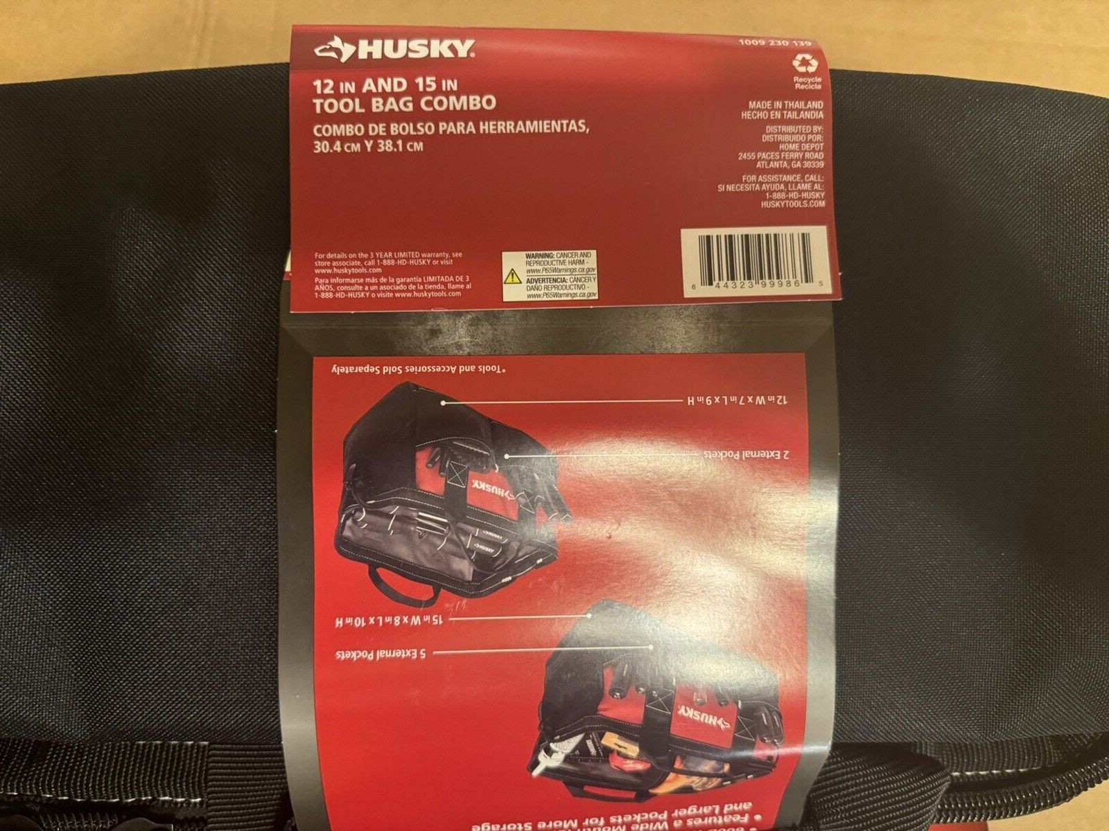 Husky 12 In. and 15 In. Tool Bag Combo NEW + 2 Bonus Tool Pouches