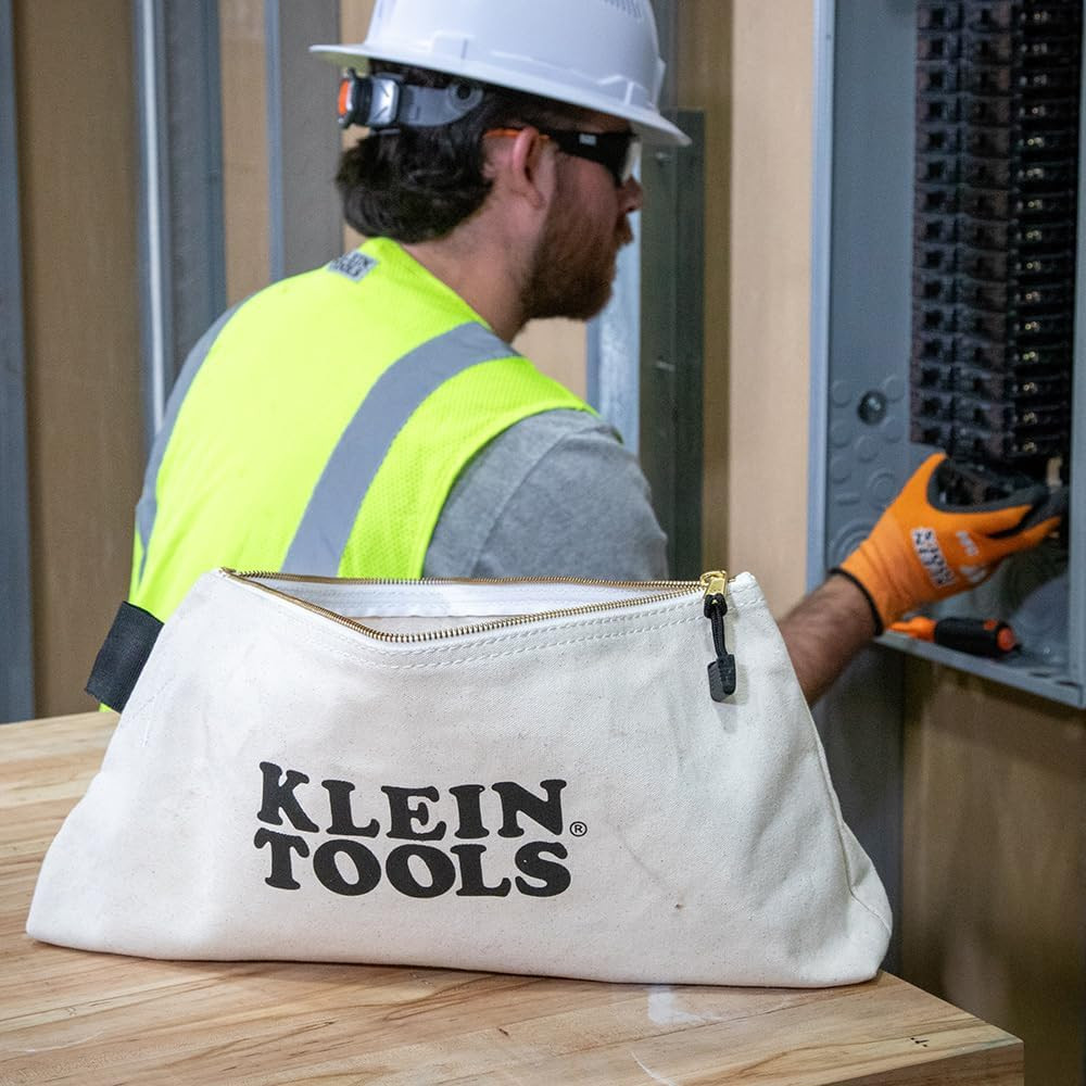 KLEIN TOOLS 62042 16-Inch Zipper Bag, Extra Long, No. 10 Canvas, Heavy Duty Tool