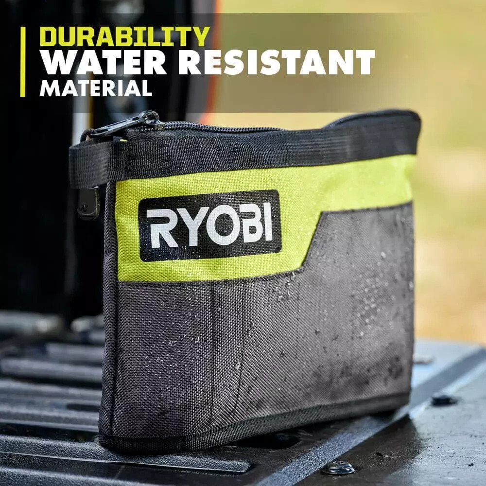 Ryobi Waterproof 12 In. Zipper Utility Pouch for Tools, Multi-Purpose Bag