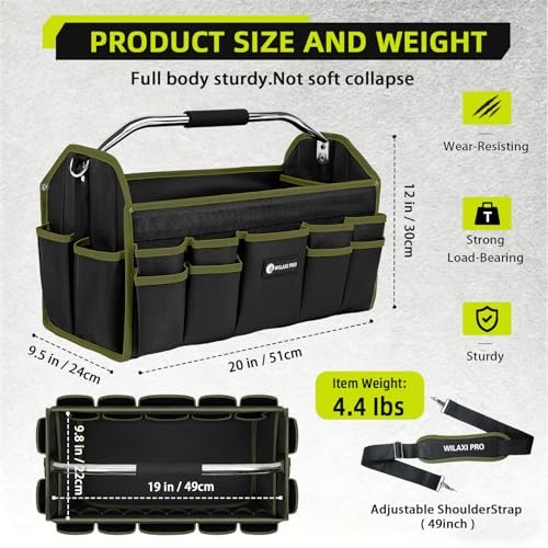 20in Foldable Open Top Tool Bags for Men – Heavy Duty – 20INCH