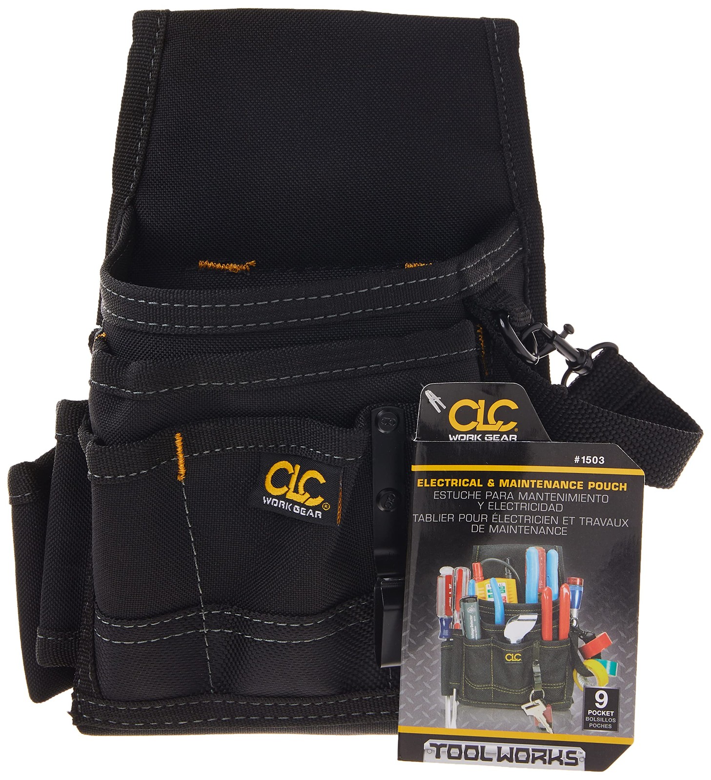 CLC Custom Leathercraft 1503 Small Electrical Maintenance Pouch , Black , 9 POCK
