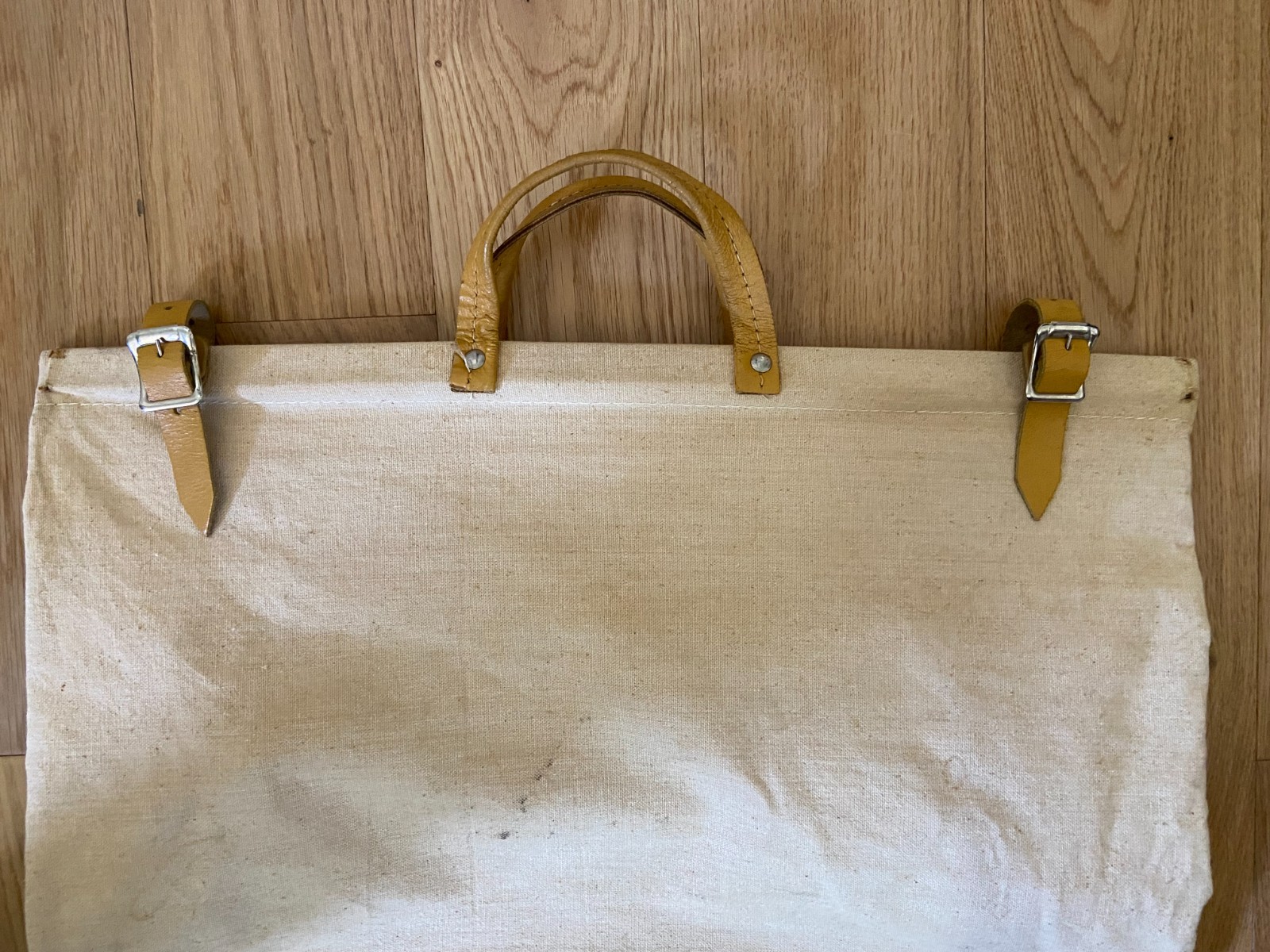 Vintage Lineman Utility Tool Bag Canvas Riveted Leather Handles Solid Bottom
