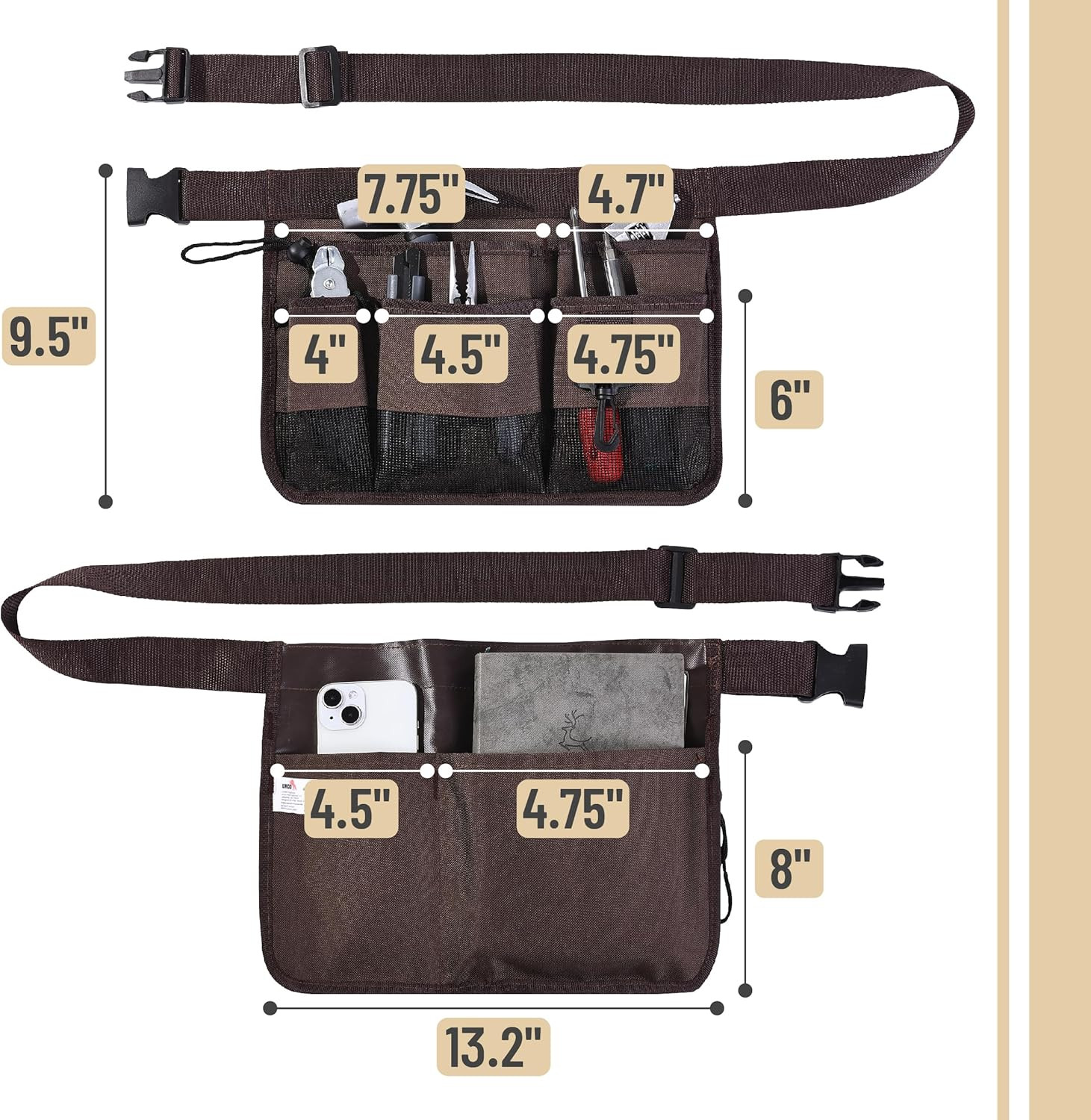 – Gardening Belt, Garden Tool Belts for Men, Waist Apron with Pockets, Construct
