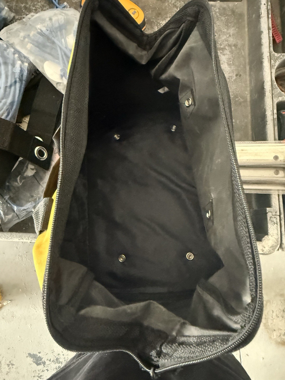 DEWALT Black Yellow Fabric Tool Bag with Handles and Zippered Closure 15 inches