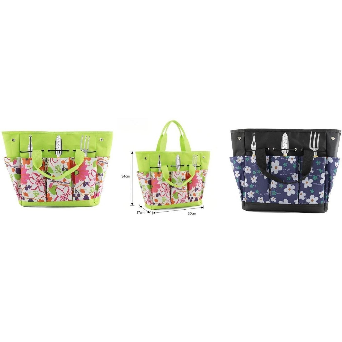 Floral Garden Tool Storage Bag 600D Oxford Cloth 34x17x30cm Lightweight 0.35kg