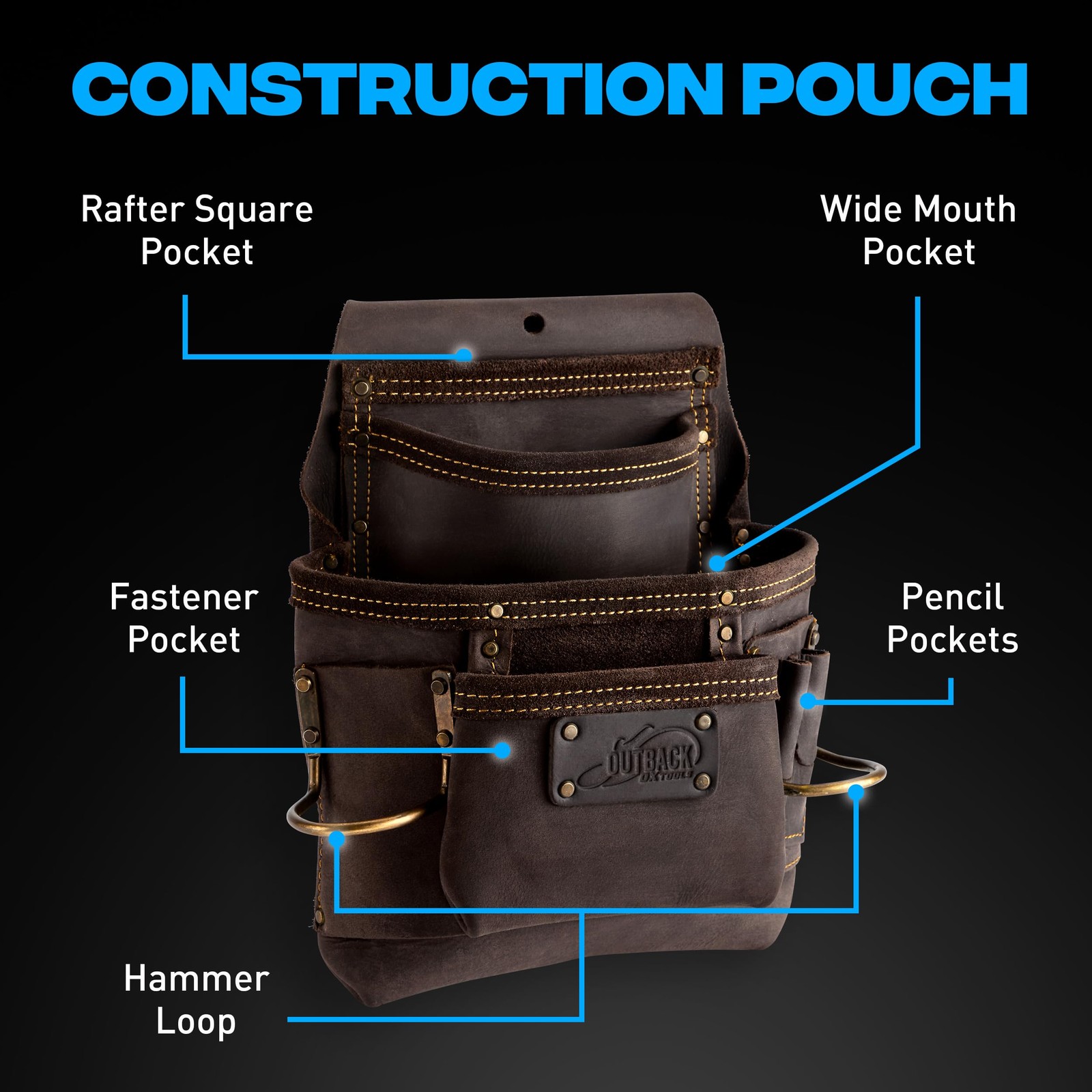 OX Pro Oil Tanned Leather Tool Belt with Padded Suspenders Leather Carpenter T