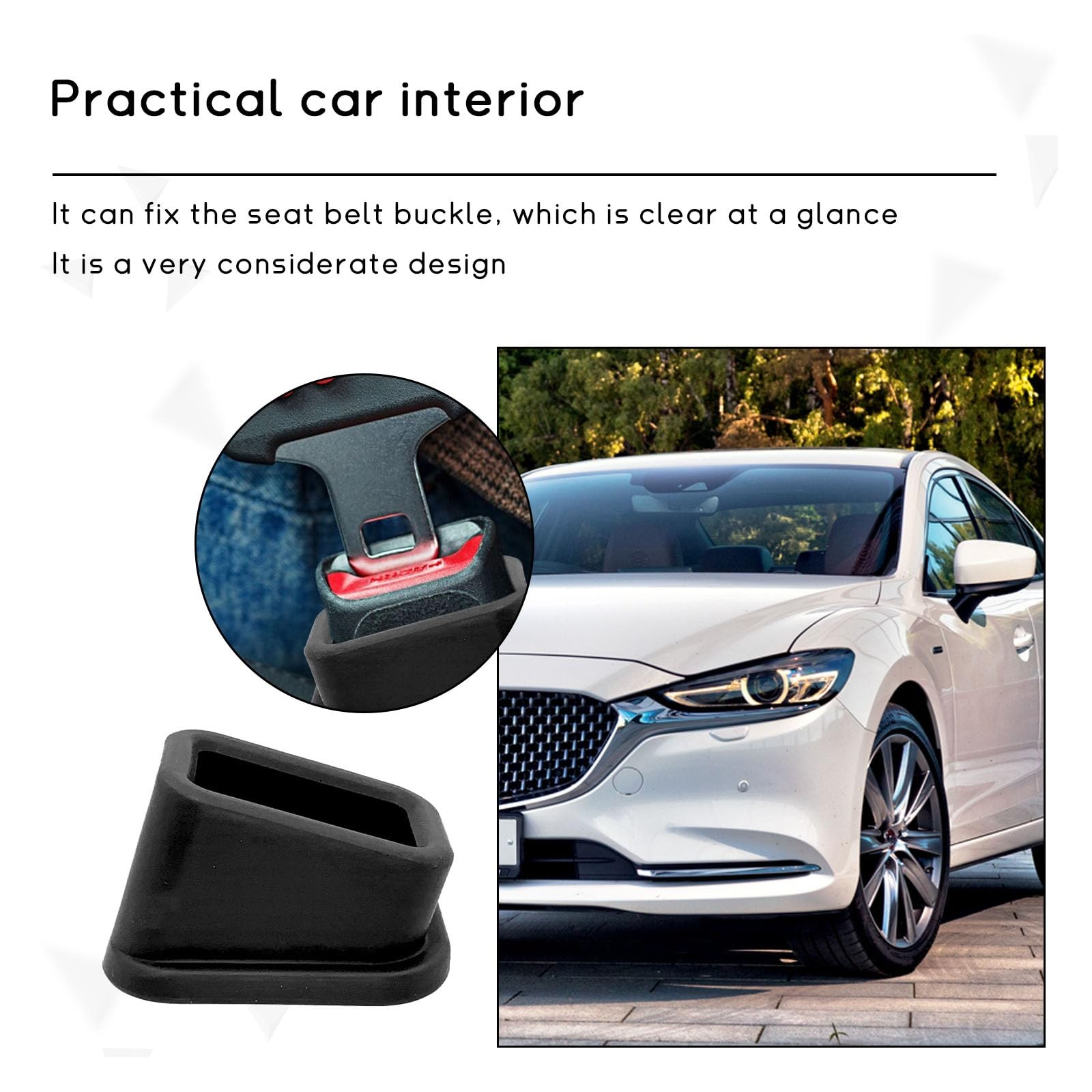 Kewucn 2 PCS Car Seat Belt Buckle Holder, 1.88×2.08×3.03 inches, Black