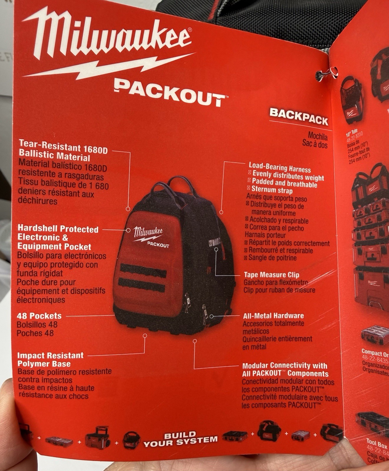 Milwaukee 48-22-8301 PACKOUT Backpack Red Black Work Tools Durable New