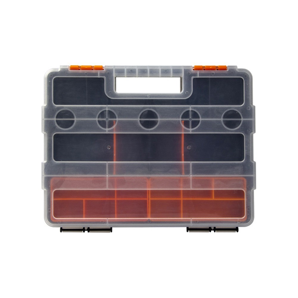 Sturdy Plastic Toolbox with Adjustable Compartments for Hardware and Parts