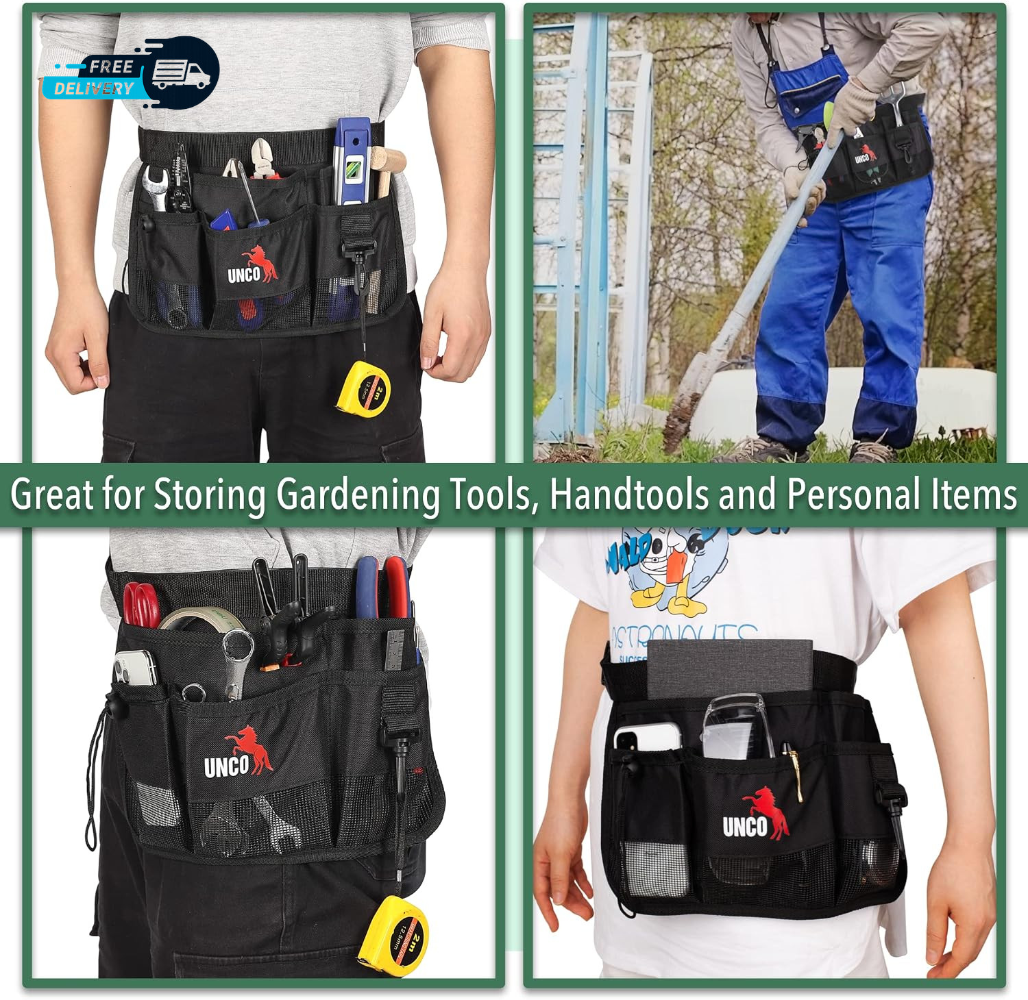 Gardening Belt Garden Tool Belts for Men Waist Apron with Pockets Construction