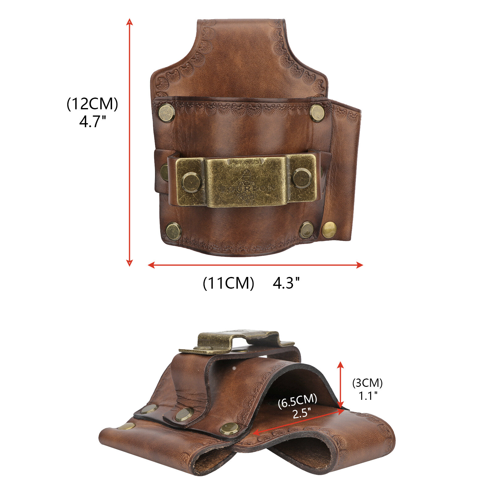 Tourbon Leather 3-in-1 Tools Belt Pouch Hammer Tape Measure Screwdriver Holder