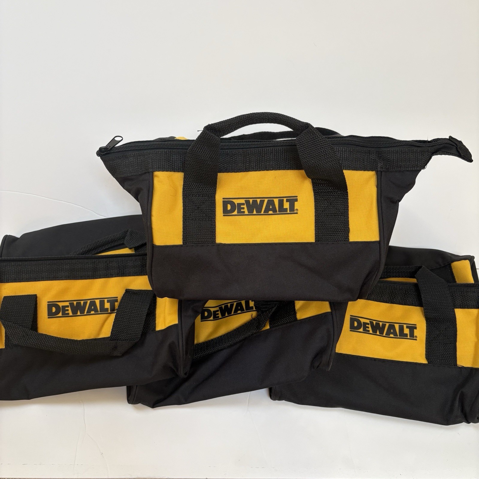 4 DeWalt Tool Bags Small 11″x9″x7″ Canvas Carrying Bag w/ Zipper Lot Of Four