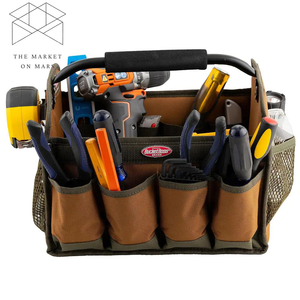 12 In. Open Top Tool Tote Bag Total 9 pockets