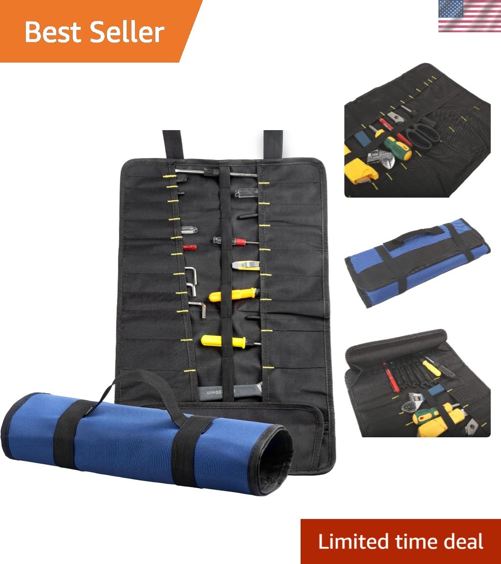 22 Pocket Tool Bag Canvas Wrench Roll up Pouch/Screwdriver Pliers Roller Compart
