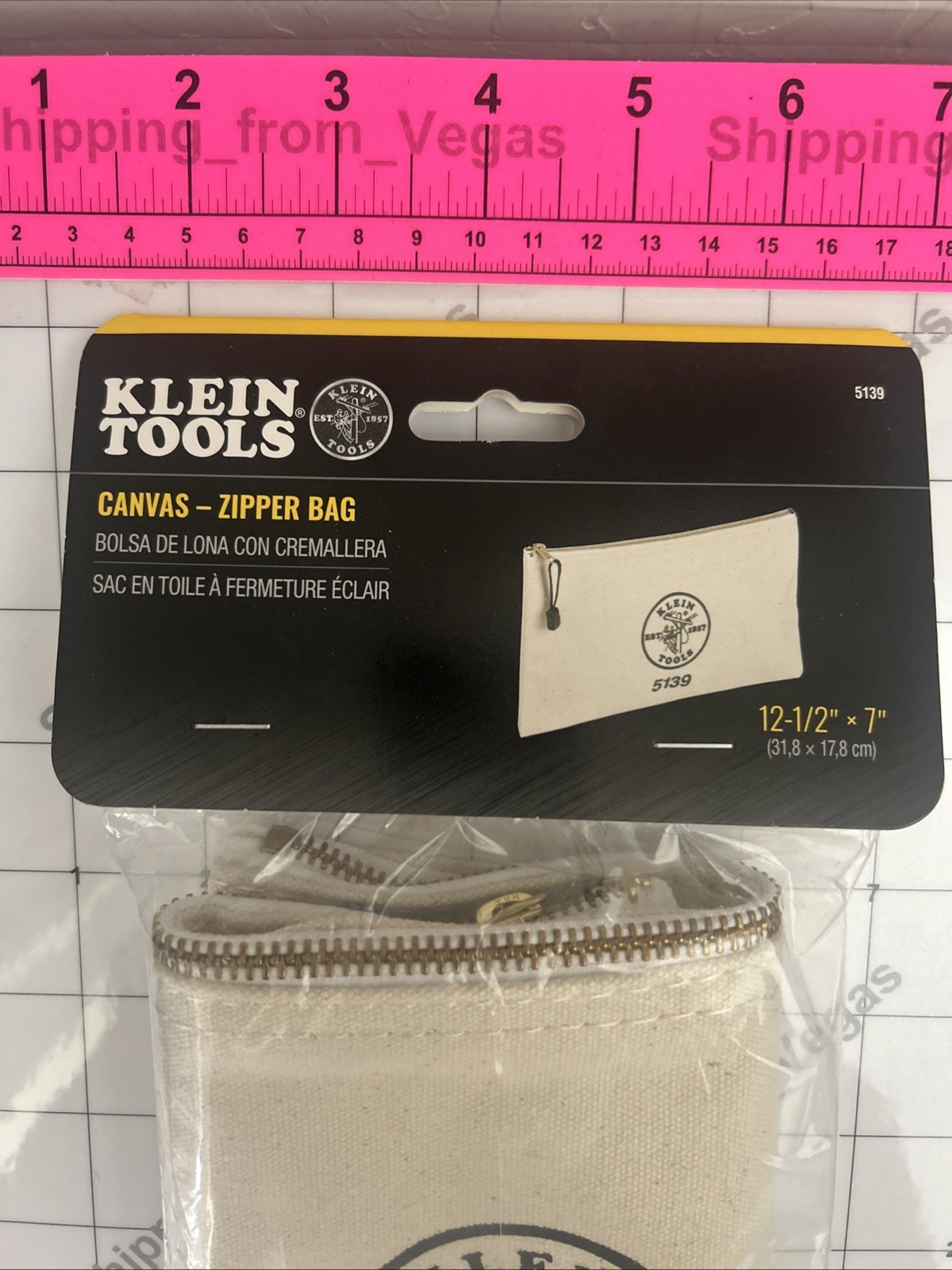 Klein Tools 5139 Zipper Bag, Canvas Tool Pouch 12.5in x 7in NEW