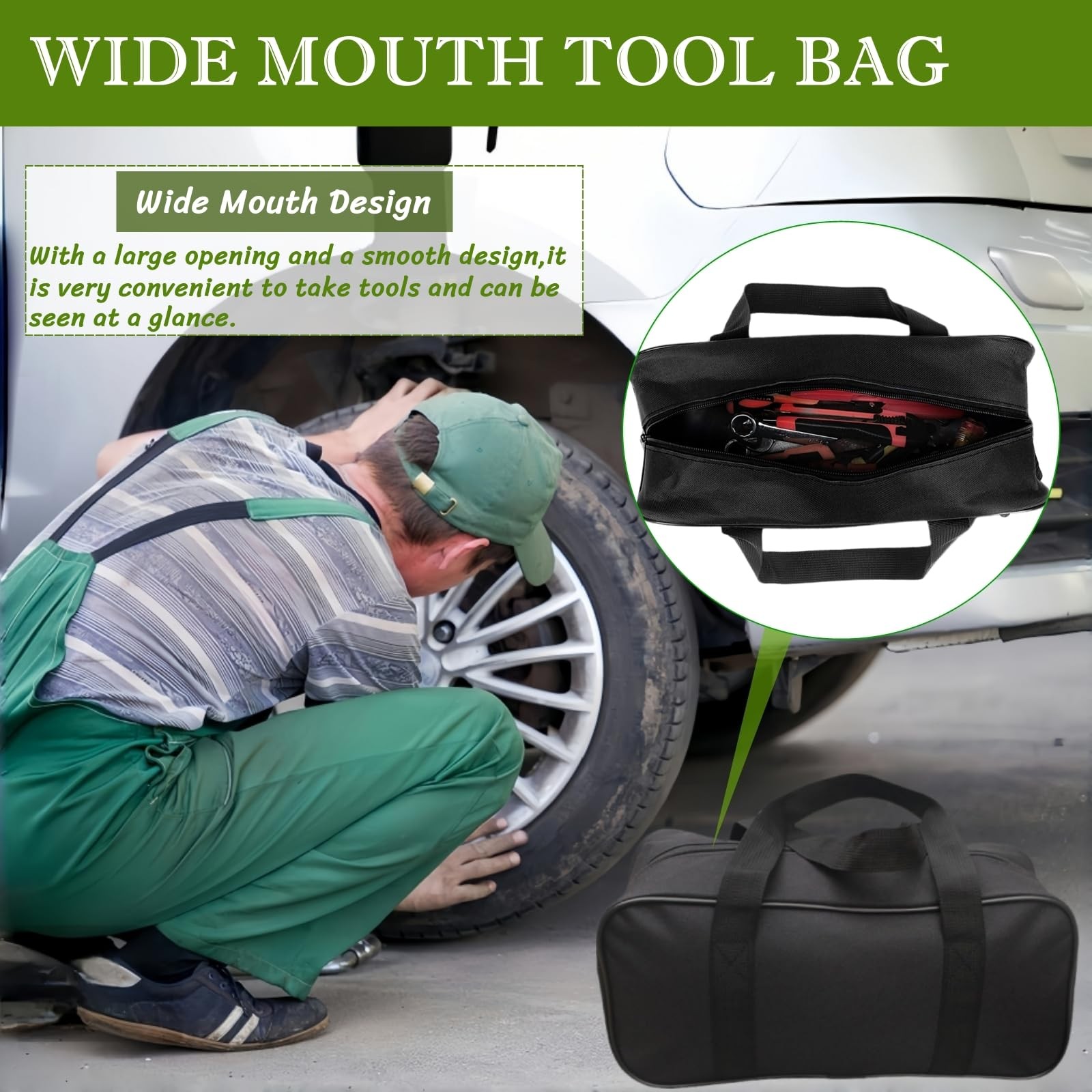 BLIRITEL Wide Mouth Tool Bag, Waterproof Oxford Electrician Tool Bag, Large Capa