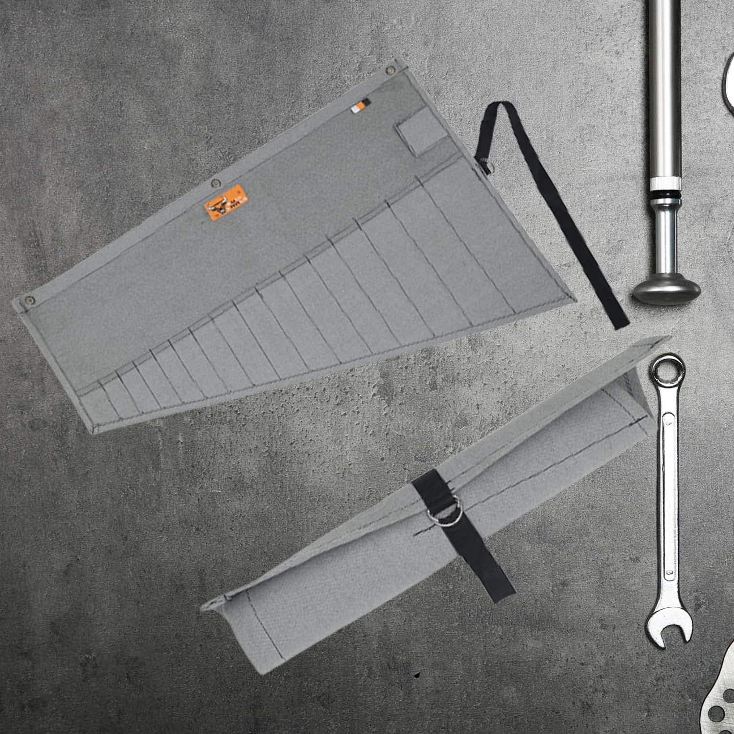 Roll up Tool Bag Organizer 16 Pockets Metric & SAE Wrench Organizer Heavy Duty C