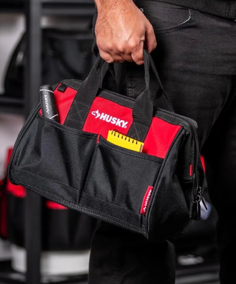 Husky 12-Inch Tool Bag (12 x 9 x 8 inch) Red/Black