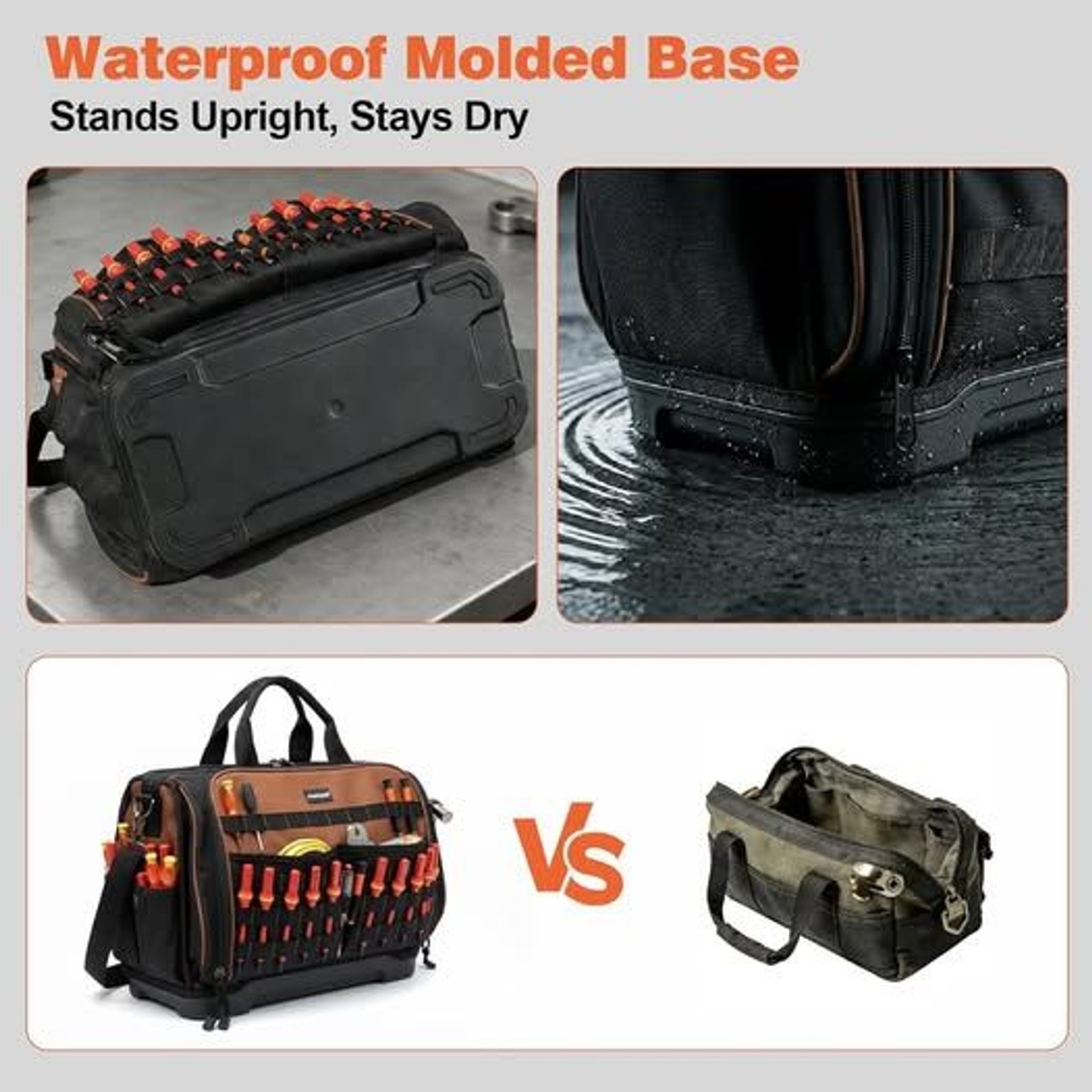 Large Contractor Tool Bag 46 Pockets 80+ MOLLE Loops Molded Base