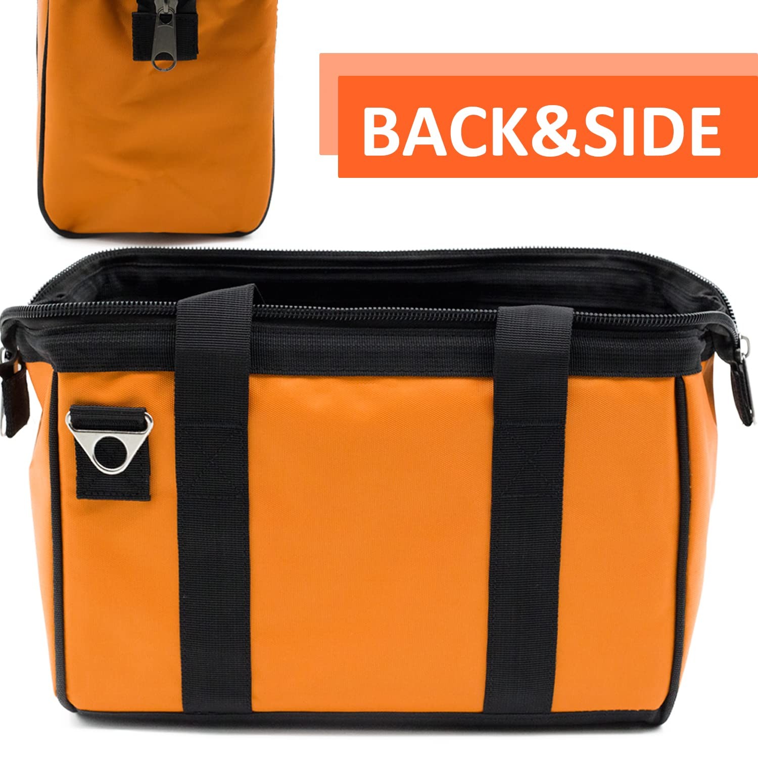 Tool Bag 13 Inch Waterproof Orange Tool Organizer with Wide Mouth and Shoulde…