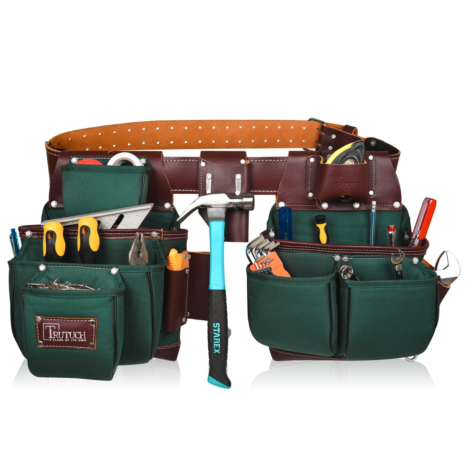 TRUTUCH Nylon and Leather Tool Belt with Leather Work Suspender | Construction