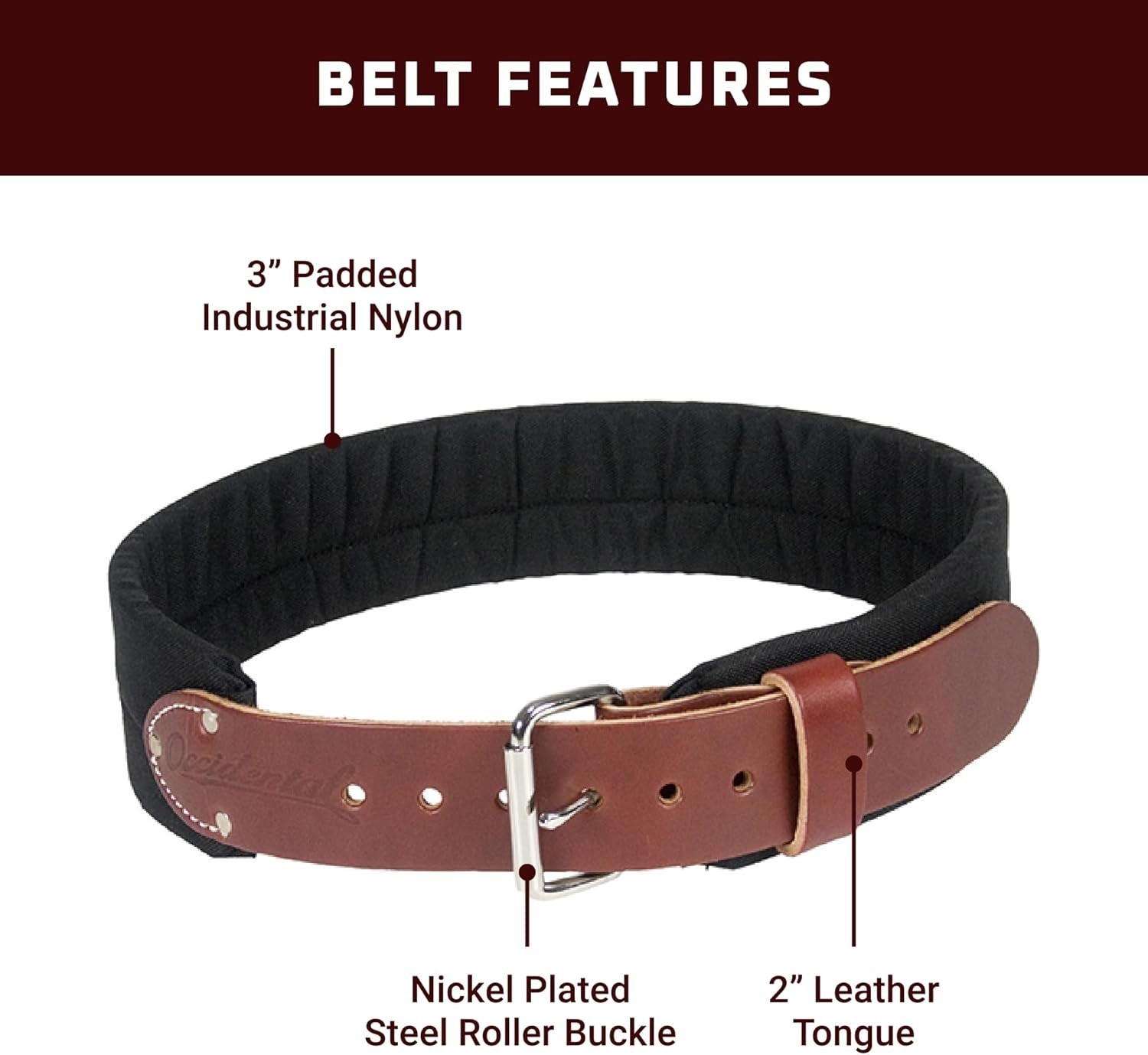 Occidental 3″ Tool Belt – X-Large Size – Steel Roller Buckle