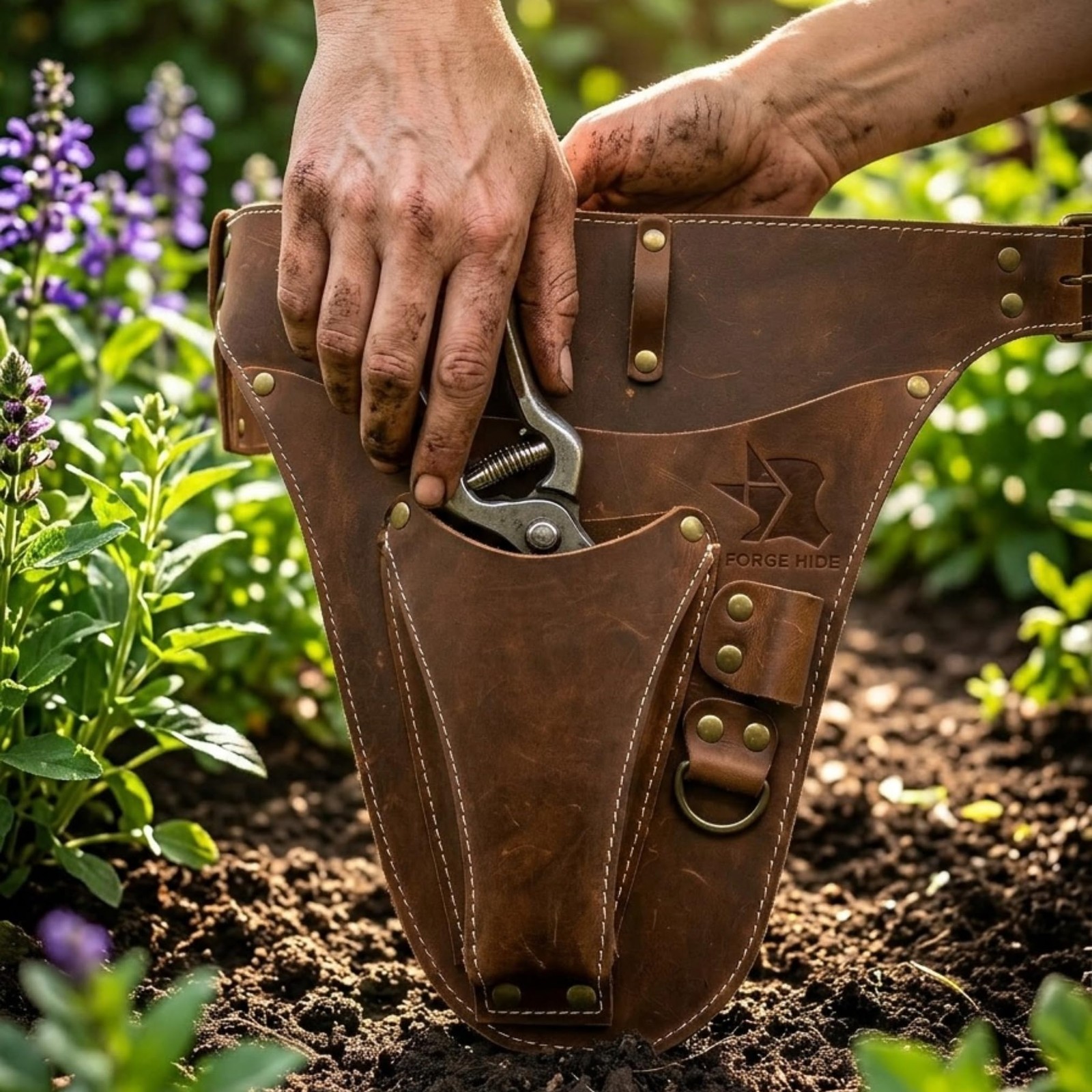 Leather Garden Tool Belt for Men & Women – Handmade Crazy Horse Leather Utili…