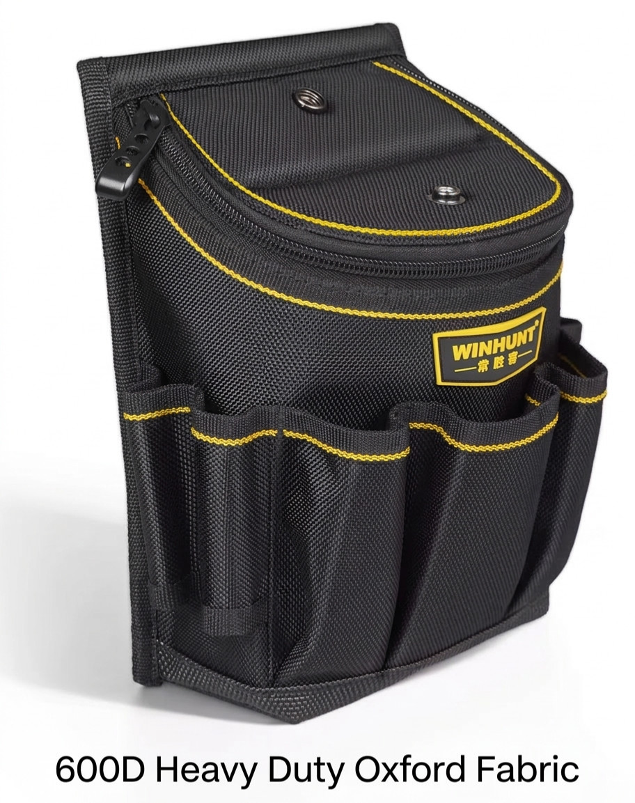 Professional 15-Pocket Tool Belt Pouch Heavy Duty Electrician Waist Bag Black